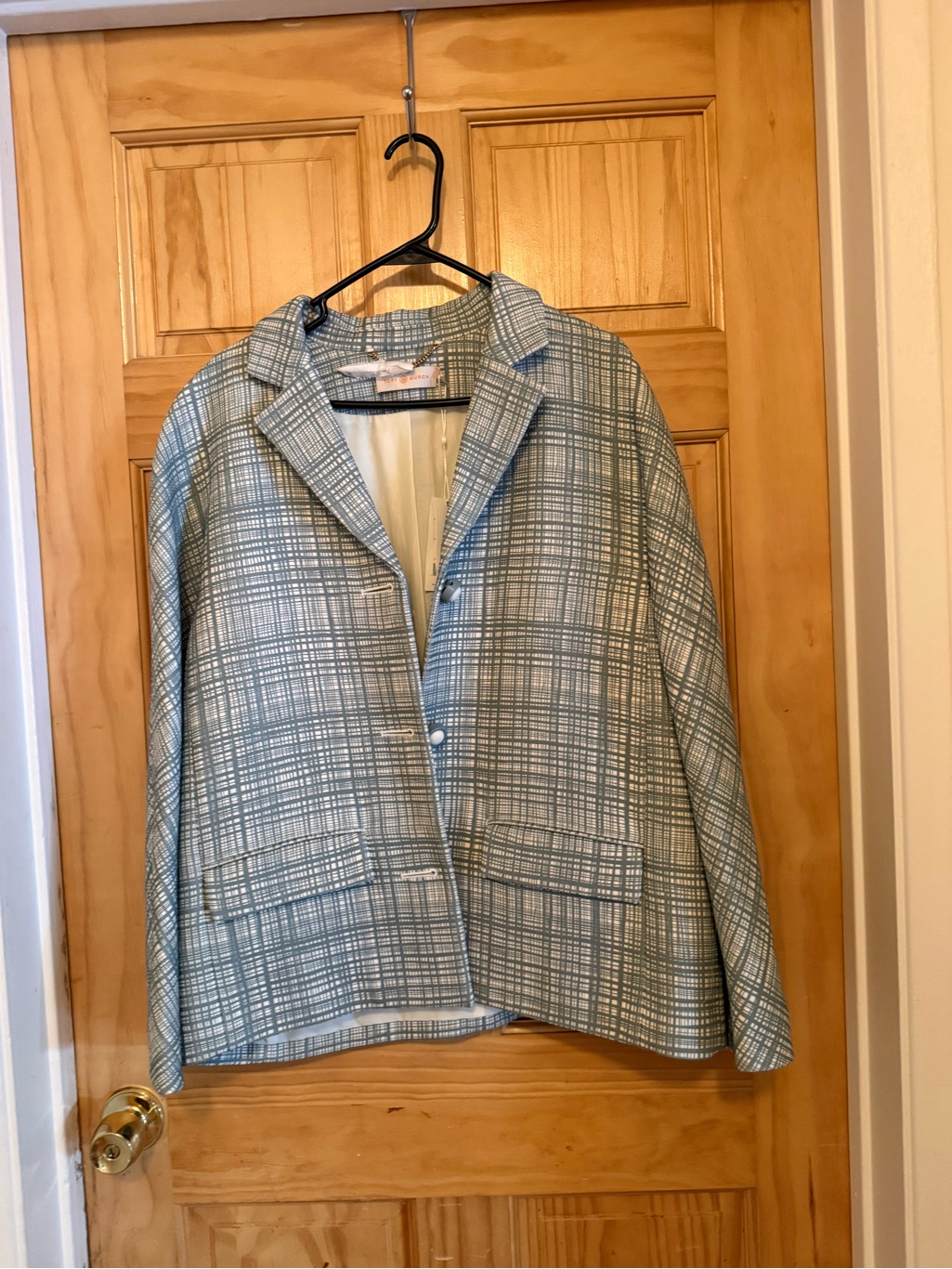 Tory Burch Blue Plaid Blazer